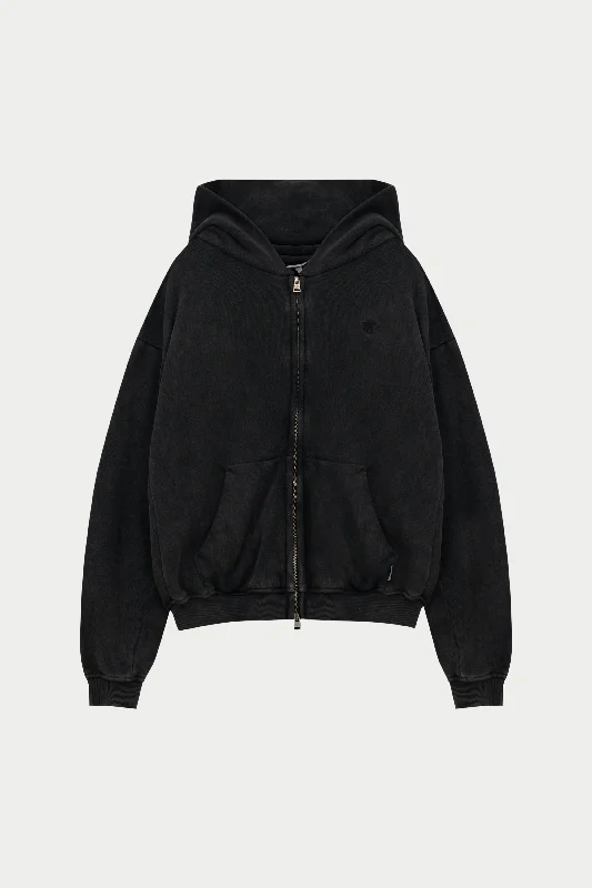 Denim on Denim LAUNDERED CLASSICS ZIP THROUGH HOODIE - CHARCOAL