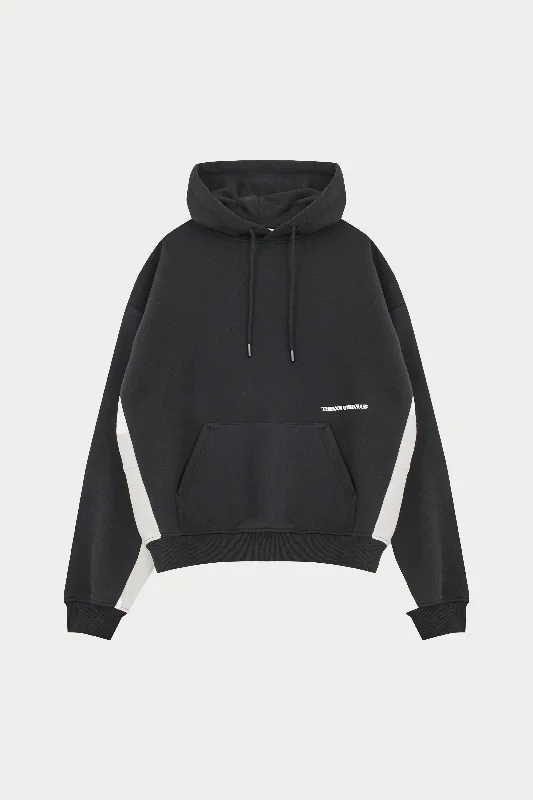 Denim Fashion DESIGN DEPARTMENT PANEL HOODIE - BLACK