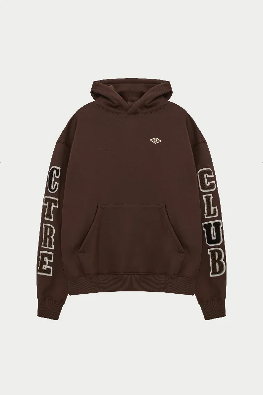 Statement Outfit MULTIBADGE CHENILLE RELAXED HOODIE - BROWN