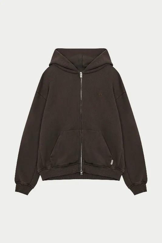 Timeless Outfit LAUNDERED CLASSICS ZIP THROUGH HOODIE - BROWN