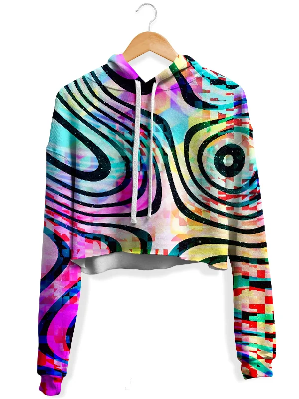 Relaxed Sportwear Psytrance Fleece Crop Hoodie