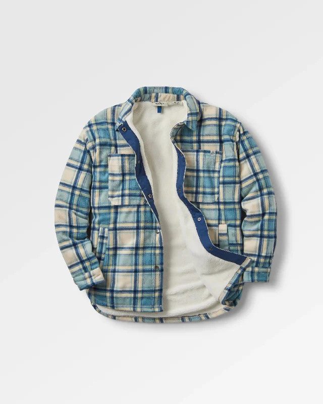 Modern Essentials Orion Recycled Sherpa-Lined Polar Fleece Shirt - Oatmeal/Arctic Check