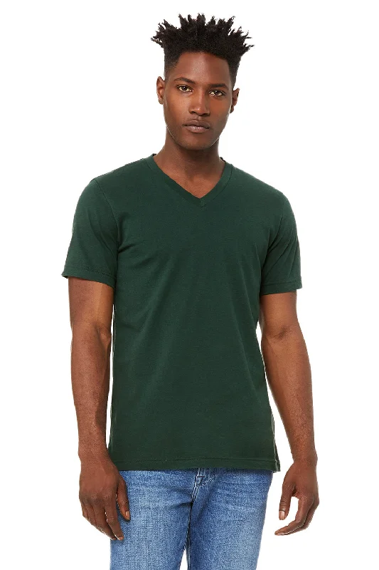 Bohemian Outfit Bella + Canvas Mens Jersey Short Sleeve V-Neck T-Shirt - Forest Green