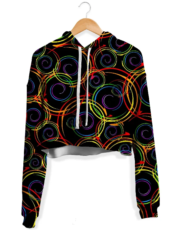 Trendy Tailoring Swirl Abstract Fleece Crop Hoodie