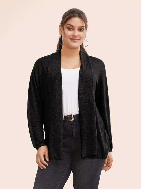 Elevated Fashion Supersoft Essentials Plain Lapel Collar Drape Cardigan