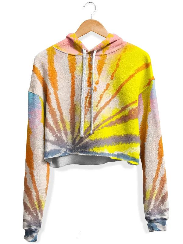 Statement Prints Sunrise Tie Dye Fleece Crop Hoodie