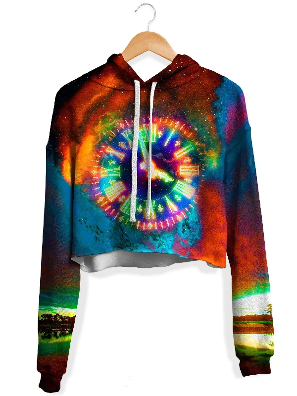 Modern Prints Inspire Fleece Crop Hoodie