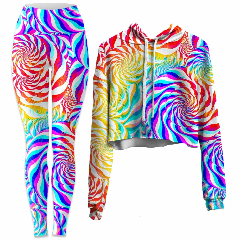 Soft Utility PLUR Rainbow Crop Hoodie and Leggings Combo