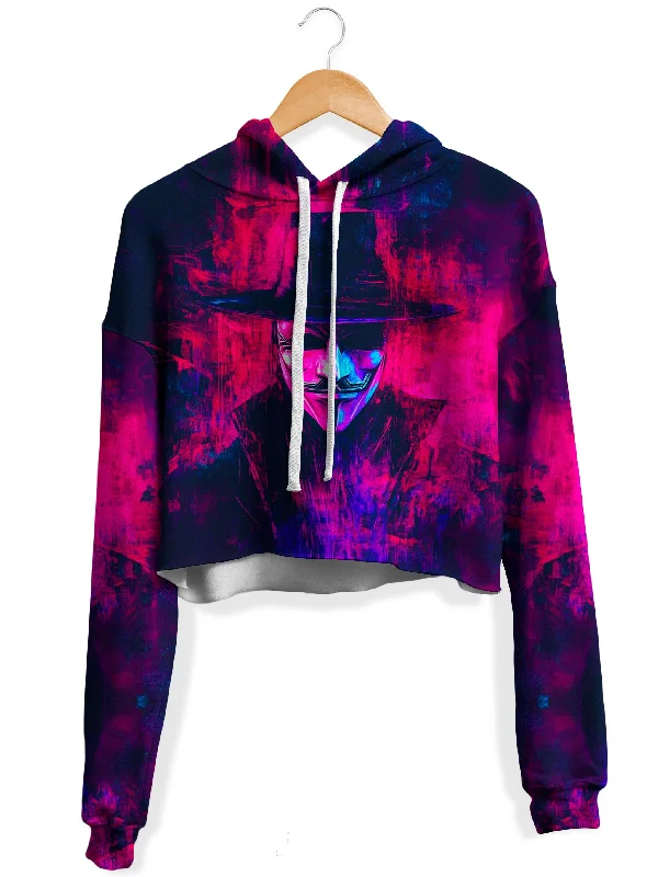 Casual Contemporary Vapor Rebellion Fleece Crop Hoodie