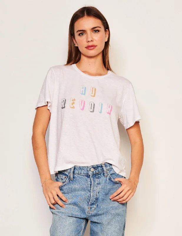 Simplistic Outfit Sundry Au Revoir Crew Neck Tee in Optic White