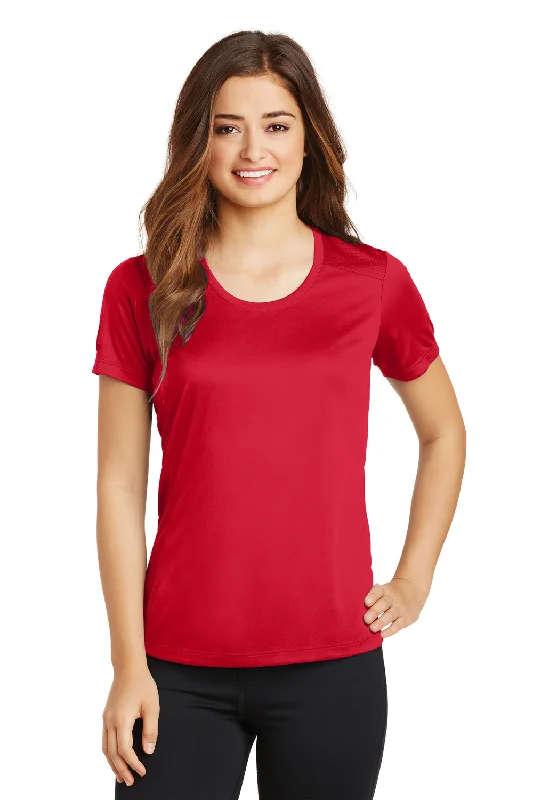 Chic Minimalist Sport-Tek Womens Elevate Moisture Wicking Short Sleeve Scoop Neck T-Shirt - True Red - Closeout