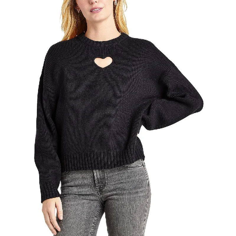 Futuristic Casual Splendid Womens Elisa Heart Ribbed Knit Cut-Out Pullover Sweater