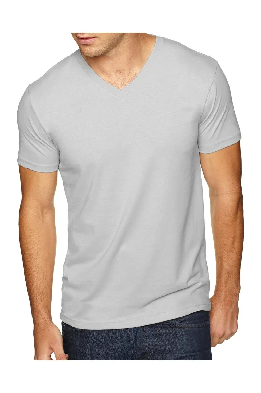 Urban Streetwear Next Level Mens Sueded Jersey Short Sleeve V-Neck T-Shirt - Light Grey - Closeout