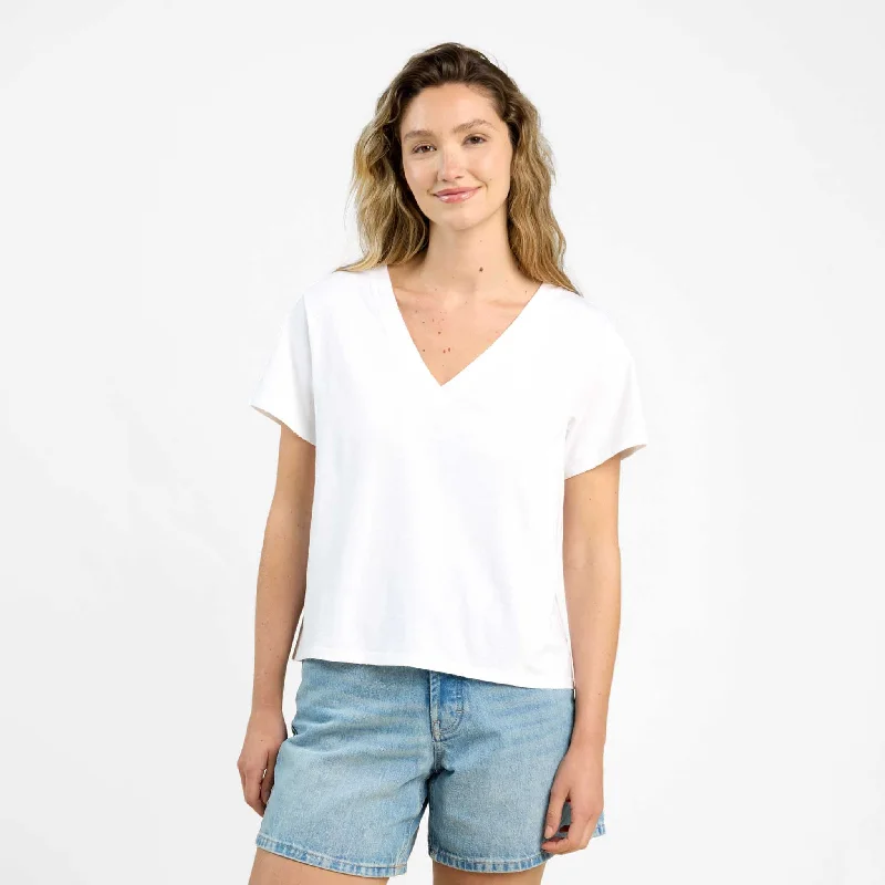 Relaxed Tailoring Vintage Cotton V-Neck Everyday T-Shirt | White