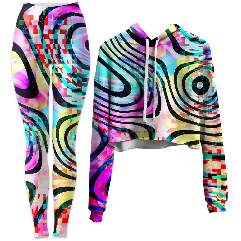 Weekend Minimalism Psytrance Crop Hoodie and Leggings Combo