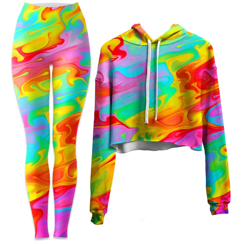 Timeless Elegance Summer Solstice Crop Hoodie and Leggings Combo