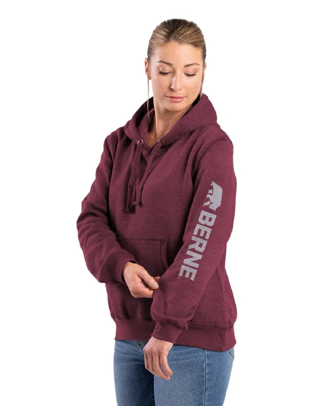 Simplistic Fashion Berne Womens Signature Sleeve Cabernet Fleece Hoodie