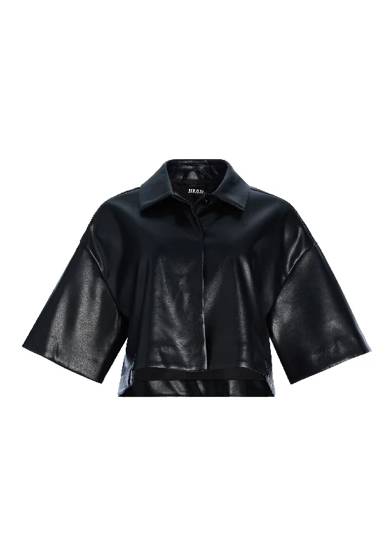 Streetwear Edge Adi Vegan Leather Cropped Jacket