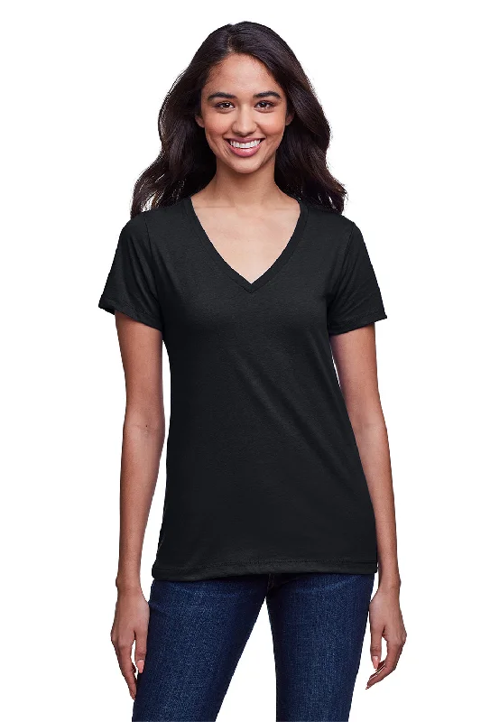 Bold Casual Next Level Womens Eco Performance Moisture Wicking Short Sleeve V-Neck T-Shirt - Black - Closeout