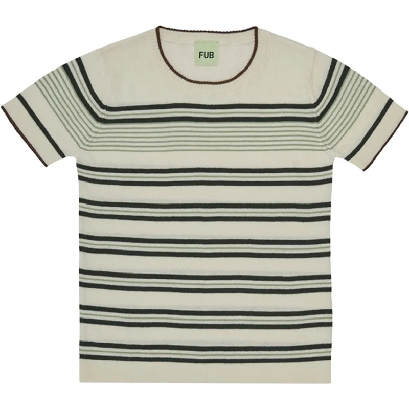 Relaxed Sporty FUB Striped T-Shirt Ecru/Deep Green