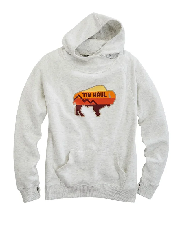 Classic Layers Tin Haul Womens Serape Bison White Cotton Blend Hoodie