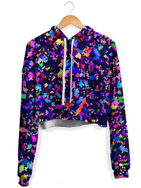 Sleek Tailoring 8-Bit Confetti Fleece Crop Hoodie