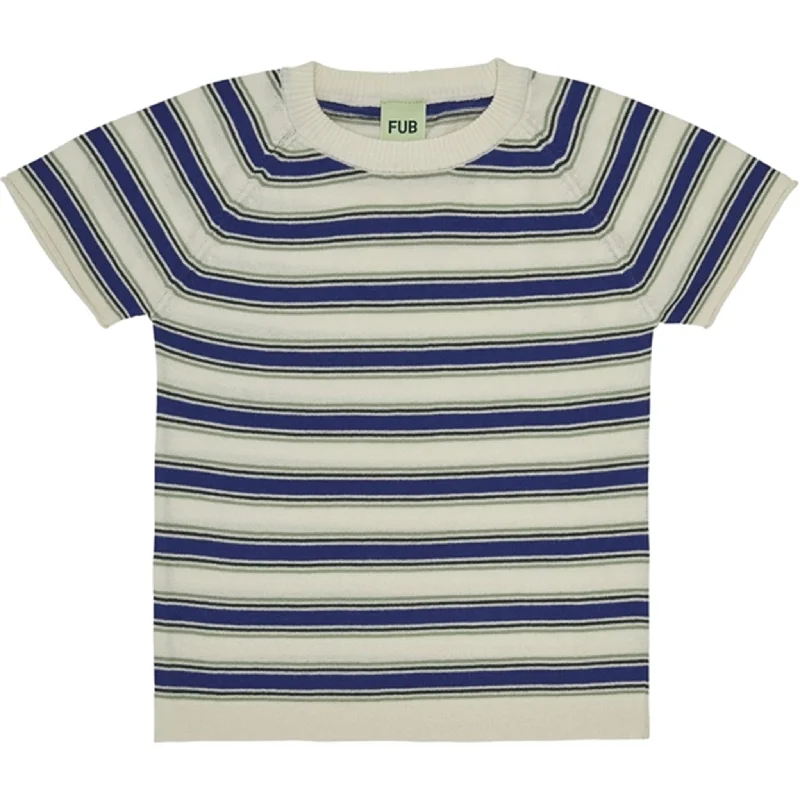 Chic Tailoring FUB Multi Striped T-Shirt Ecru/Cobolt