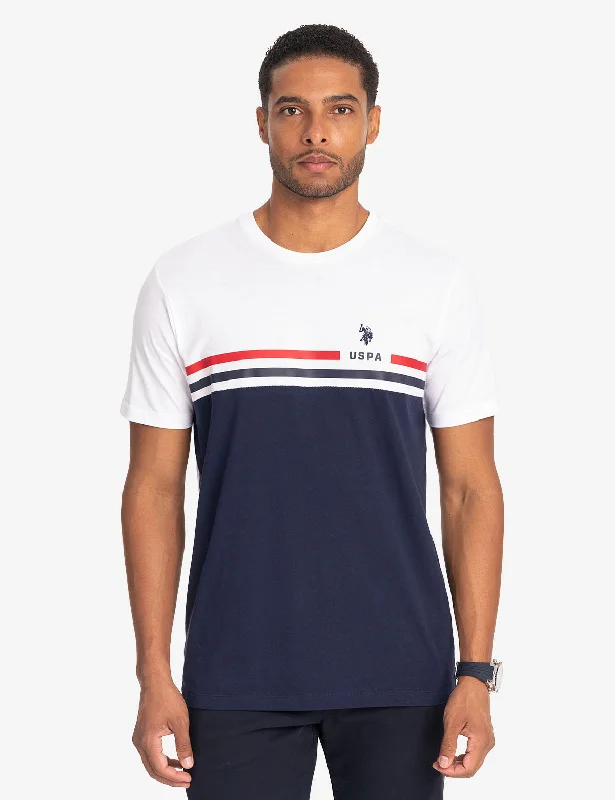 Timeless Elegance USPA STRIPE PRINT JERSEY T-SHIRT