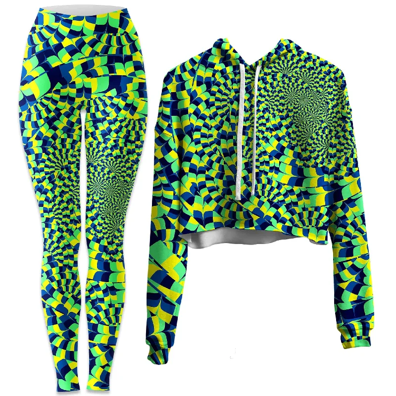 Modern Prints Green Portal Crop Hoodie and Leggings Combo