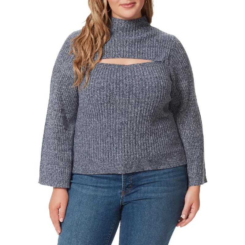 Chic Essentials Jessica Simpson Womens Plus Funnel Neck Long Sleeve Pullover Sweater