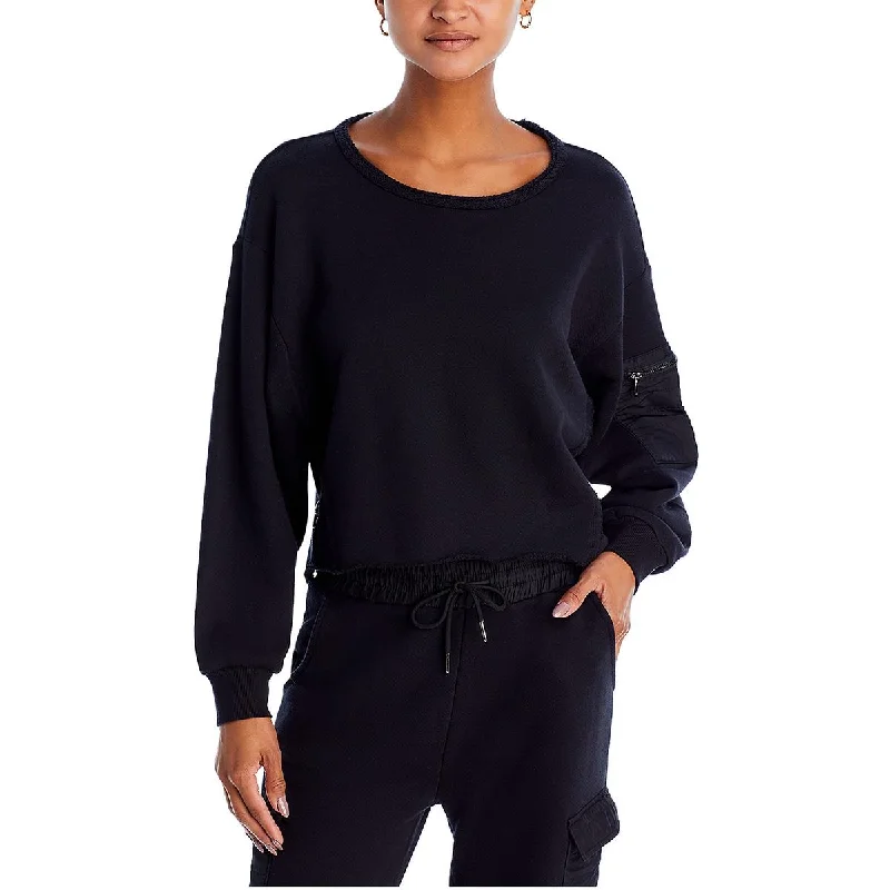 Tailored Chic Vintage Havana Womens Utility Crewneck Crop Sweater