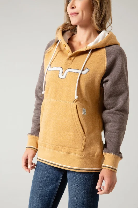 Elevated Basics Kimes Ranch Womens Amigo Mustard Cotton Blend Hoodie