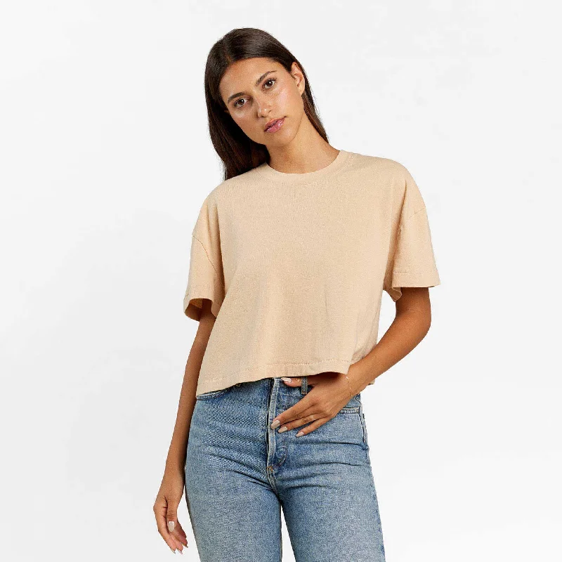 Modern Utility Vintage Cotton Cropped Tee | Oat