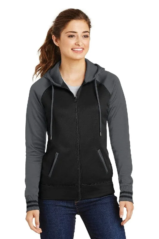 Modern Relaxed Sport-Tek LST236: Ladies Sport-Wick Varsity Fleece Full-Zip Hooded Jacket