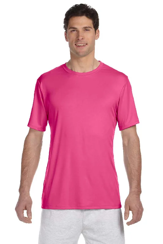 Elegant Outfit Hanes Mens Cool DRI FreshIQ Moisture Wicking Short Sleeve Crewneck T-Shirt - Wow Pink