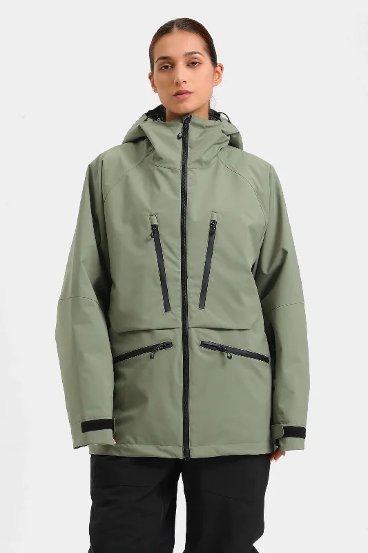 Elevated Basics Women's Army Green Multifunctional Waterproof Insulated Snow Jacket