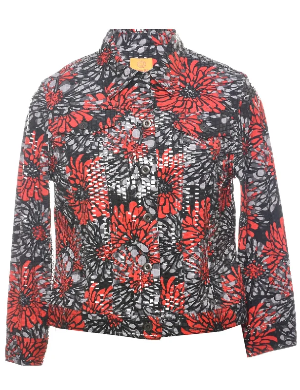 Soft Utility Floral Pattern Evening Jacket - M