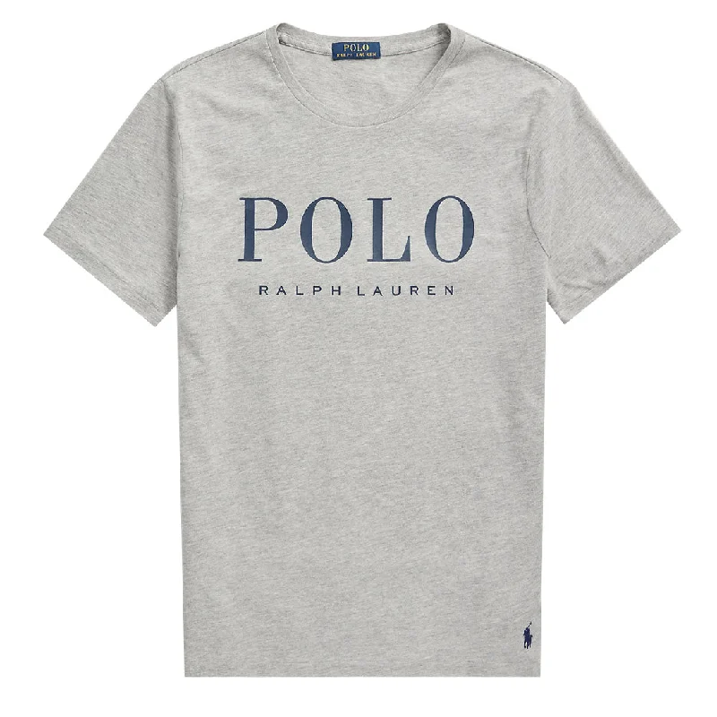 Preppy Casual Polo Ralph Lauren Custom Slim Fit Logo Jersey T-Shirt Andover Heather / Dark Cobalt