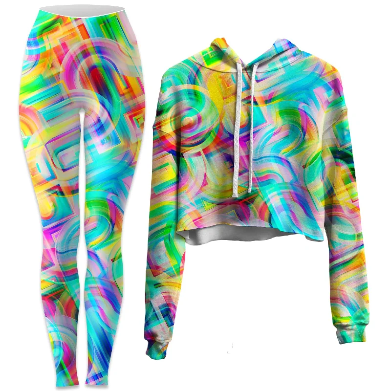 Simplistic Fashion Tropical Nectar Crop Hoodie and Leggings Combo