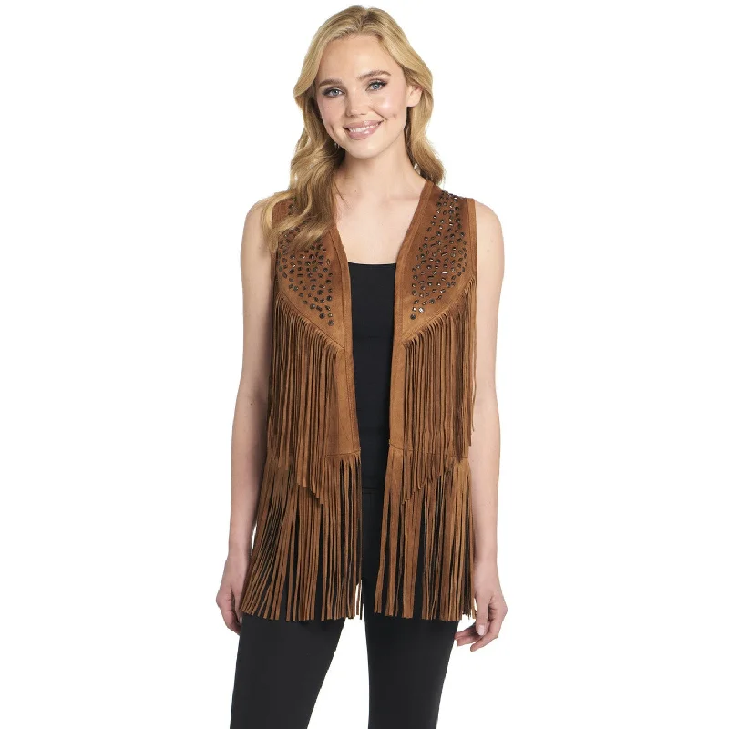 Modern Sporty Cripple Creek Womens Double-Faced Precious Copper Polyester Faux Leather Vest