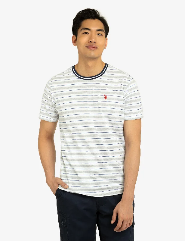 Minimalist Aesthetic YARN DYE STRIPE JERSEY CREW NECK T-SHIRT