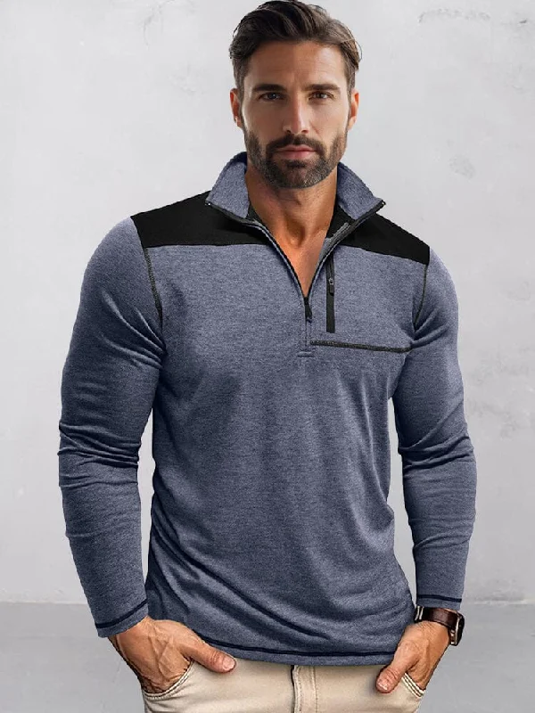 Futuristic Outfit Casual Textured Color Block Polo Shirt