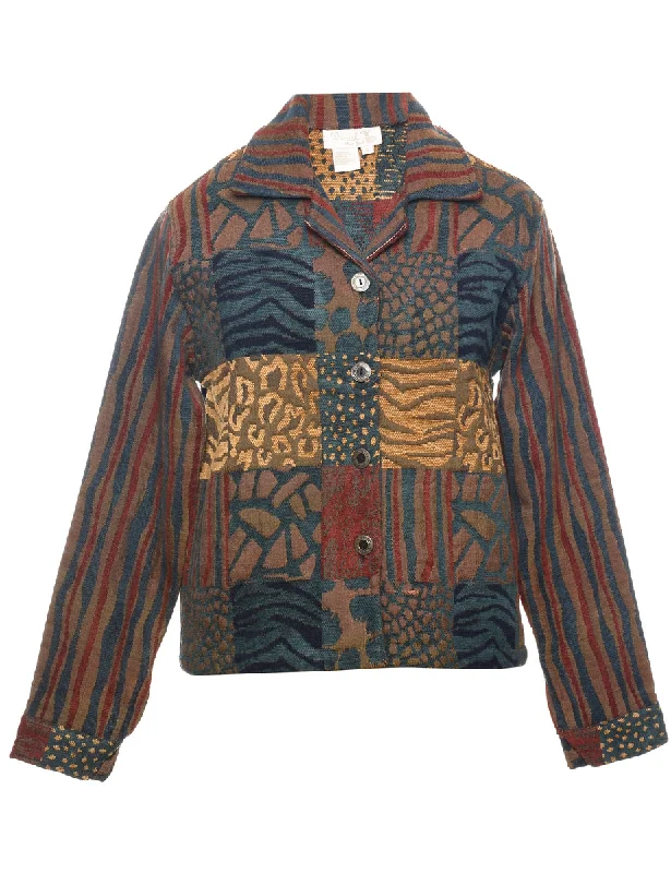 Futuristic Casual Animal Print Tapestry Jacket - S