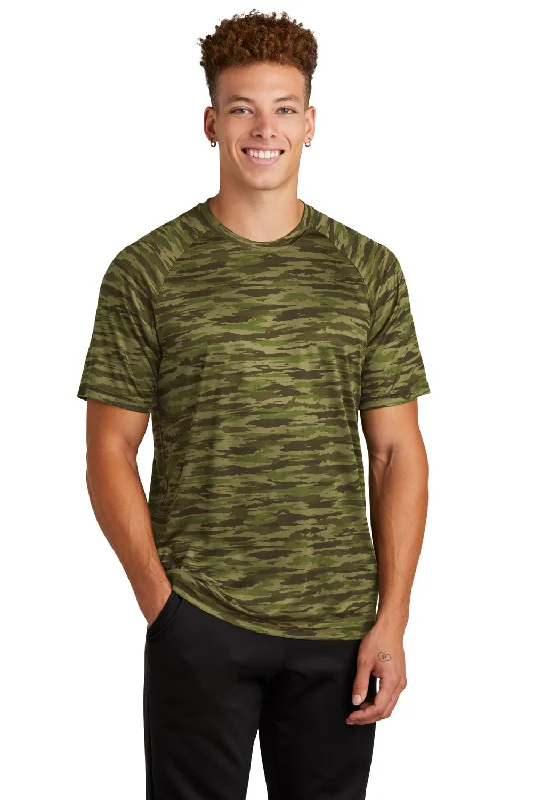 Sophisticated Look Sport-Tek Mens Drift Camo Moisture Wicking Short Sleeve Crewneck T-Shirt - Olive Drab Green