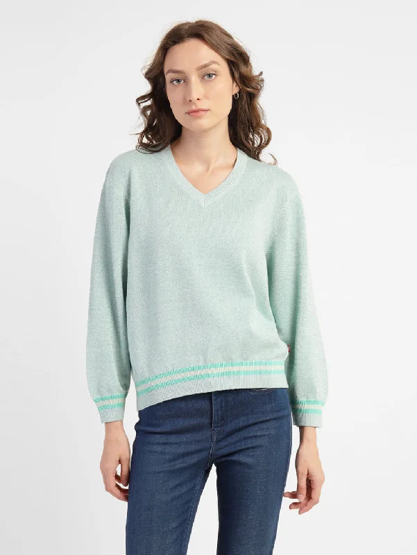 Classic Patterns Women's Solid V Neck Sweater