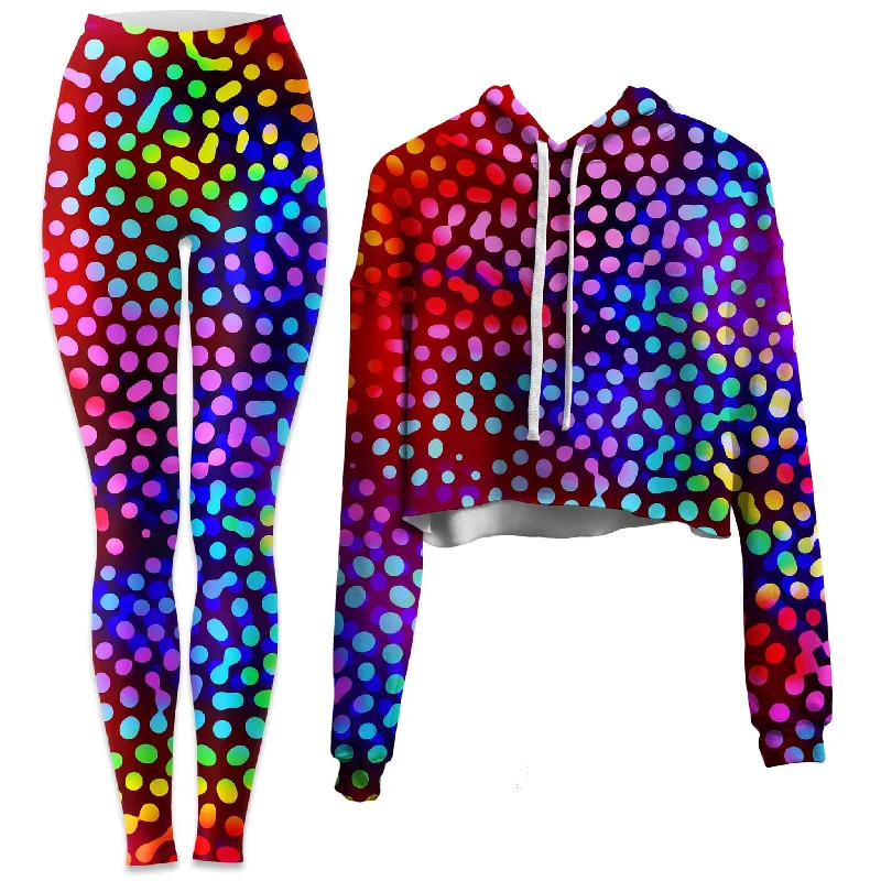 Relaxed Modern Solar Dots Crop Hoodie and Leggings Combo