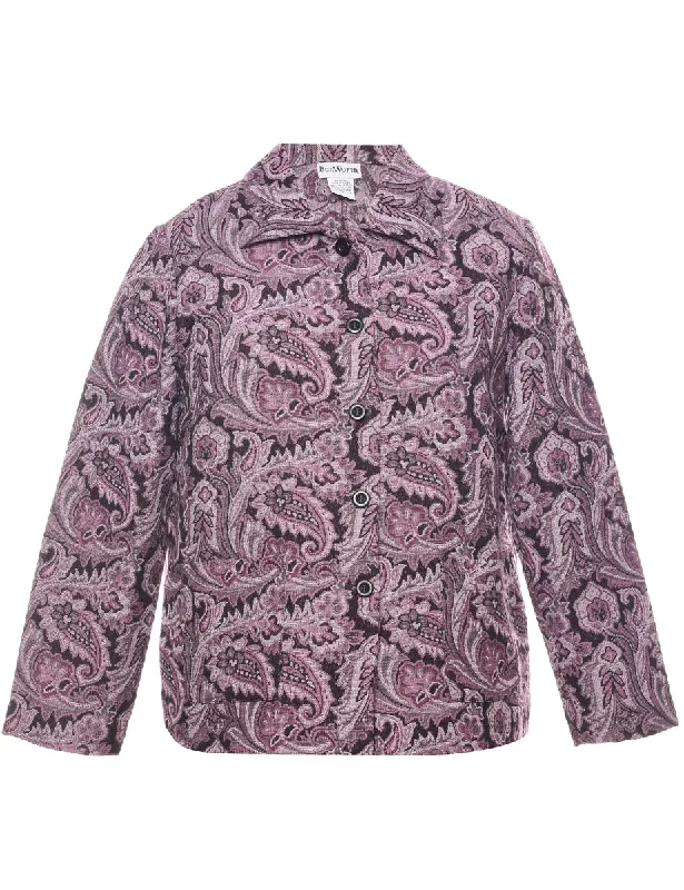 Structured Casual Paisley Pattern Tapestry Jacket - XS