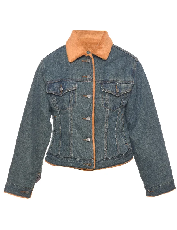 Retro Casual Medium Wash Denim Jacket - M