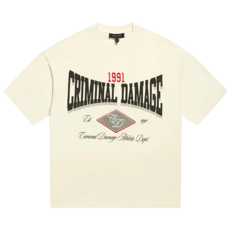 Classic Patterns Criminal Damage Athletic Tee - Off White