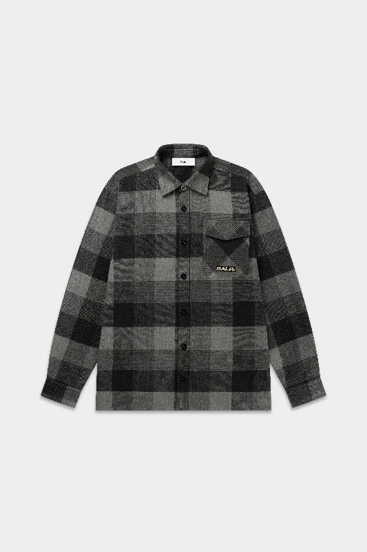 Playful Prints The Club Box Fit Flannel Shirt Jet Black